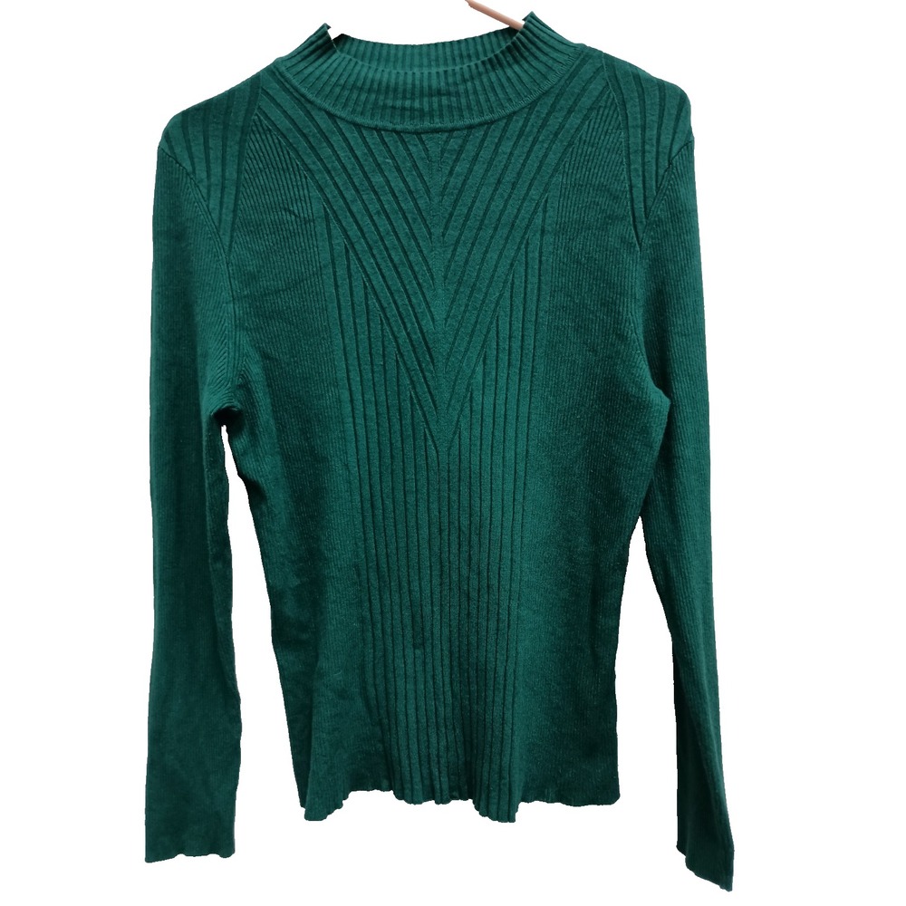 VTG Y2K INC International Concepts Sweater Womens Large Green Ribbed Mock Neck